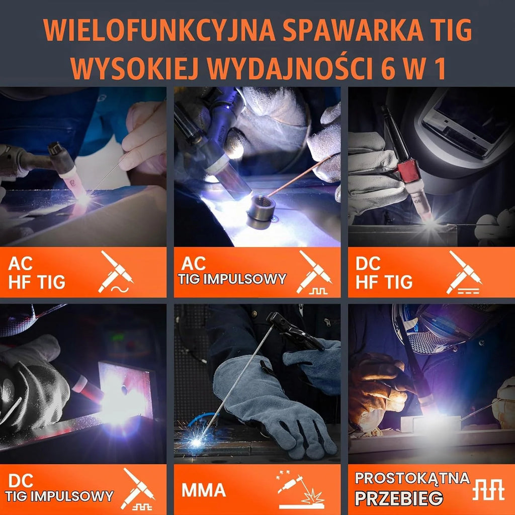 HITBOX Spawarka TIG AC/DC 200A 6‑w‑1, Z Impulsem