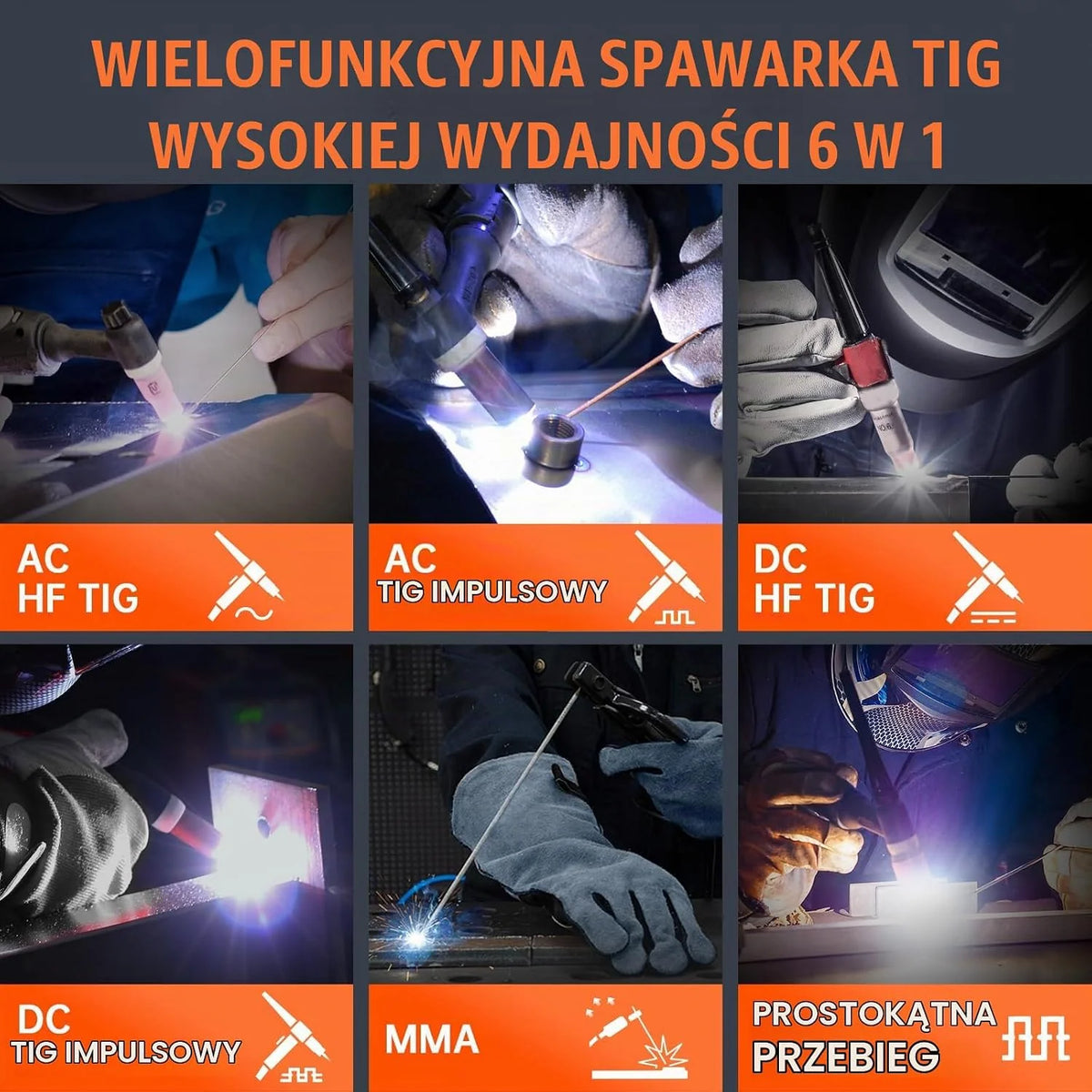 HITBOX Spawarka TIG AC/DC 200A 6‑w‑1, Z Impulsem