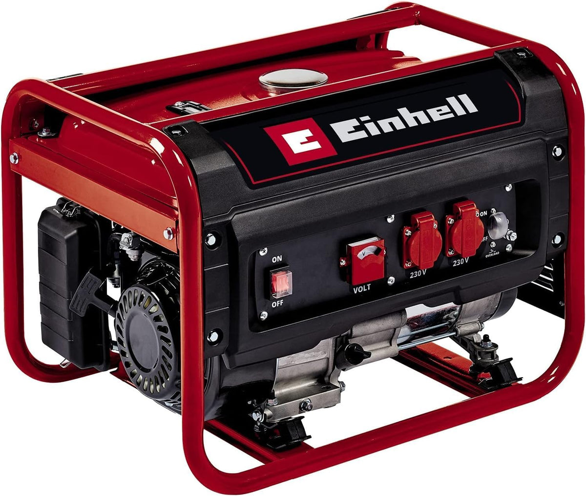 Generador eléctrico (gasolina) Einhell TC-PG 25/1/E5 (máx. 2400 W, depósito de 15 l, potencia continua de 2100 W, motor de 4 tiempos, 2x 230 V, protección contra sobrecarga, voltímetro, función AVR)