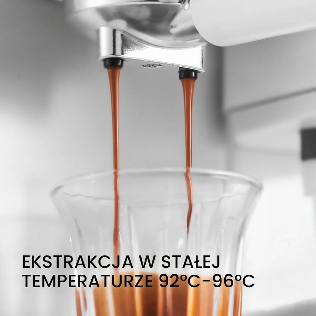 Greensen Kompaktowa Ekspres do Kawy, 20Bar Profesjonalne Ciśnienie z 6 Predefiniowanymi Trybami na Cappuccino Latte, Zbiornik na Wodę 1,5L Zbiornik na Mleko 500mL, Półautomatyczny Panel (wtyczka UE)