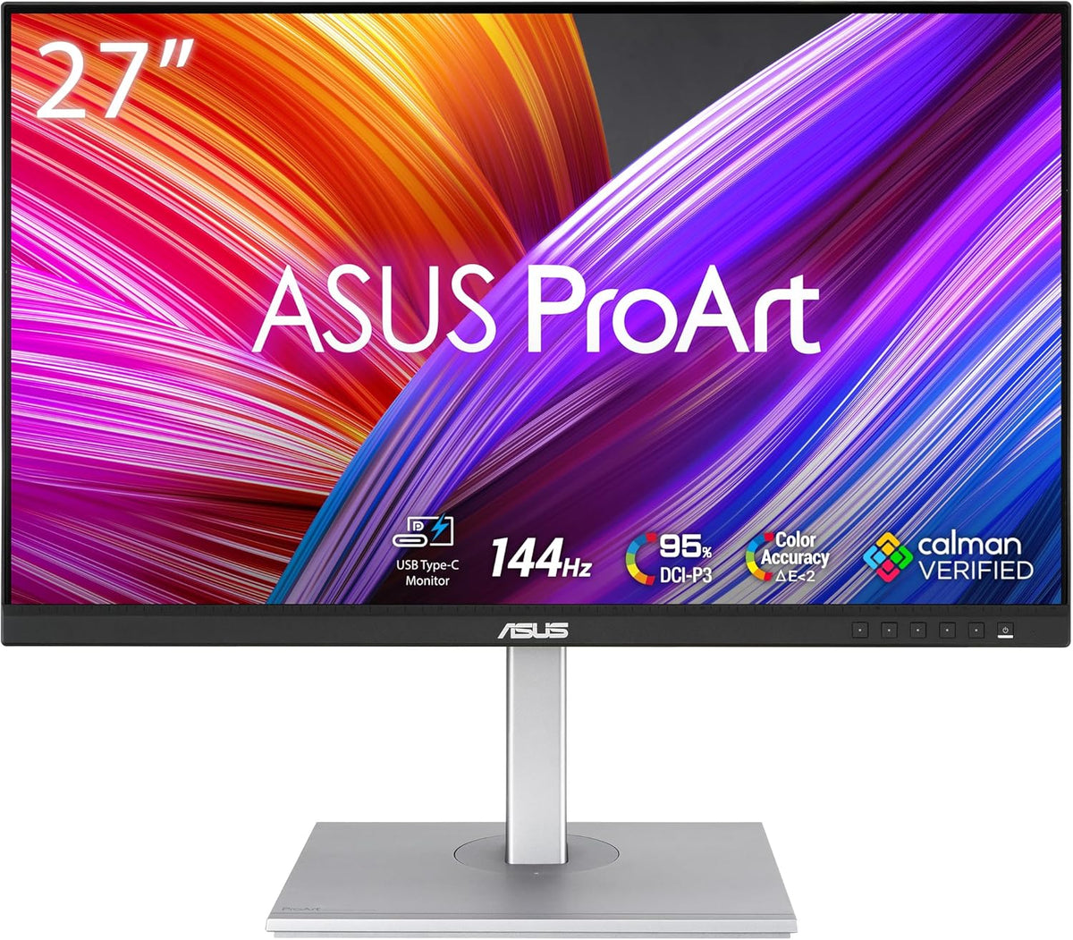 Monitor Profesional ASUS ProArt PA278CGV de 27", IPS, QHD (2560 x 1440), 144 Hz, 95% DCI-P3, precisión de color ∆E < 2, Calman Verified, USB-C PD 90W, VESA DisplayHDR 400, FreeSync Premium