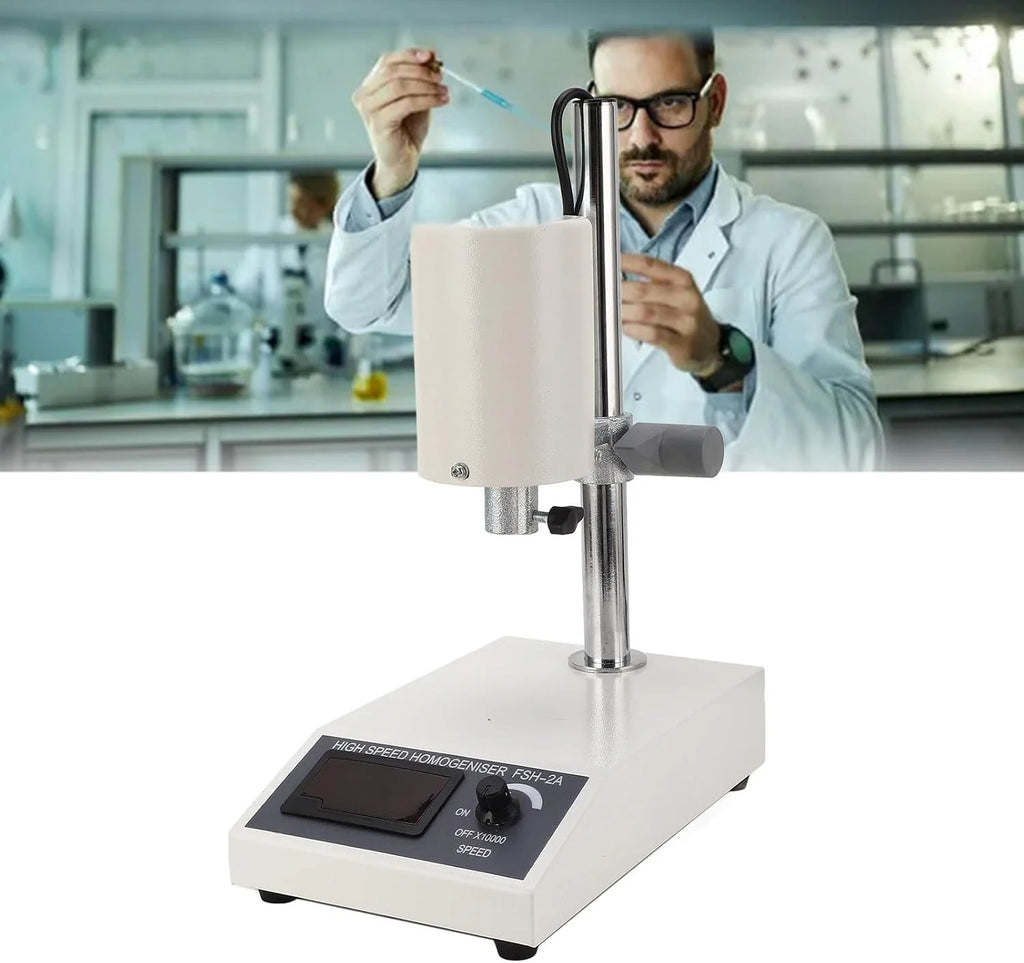 Homogenizator Wysokoobrotowy, Regulowany Homogenizator Wysokoobrotowy 8000‑22000 Obr/min Głowice Robocze FSH-2A z Akcesoriami do Blendera 5‑1000 Ml, Mieszadła (Wtyczka UE 220 V)