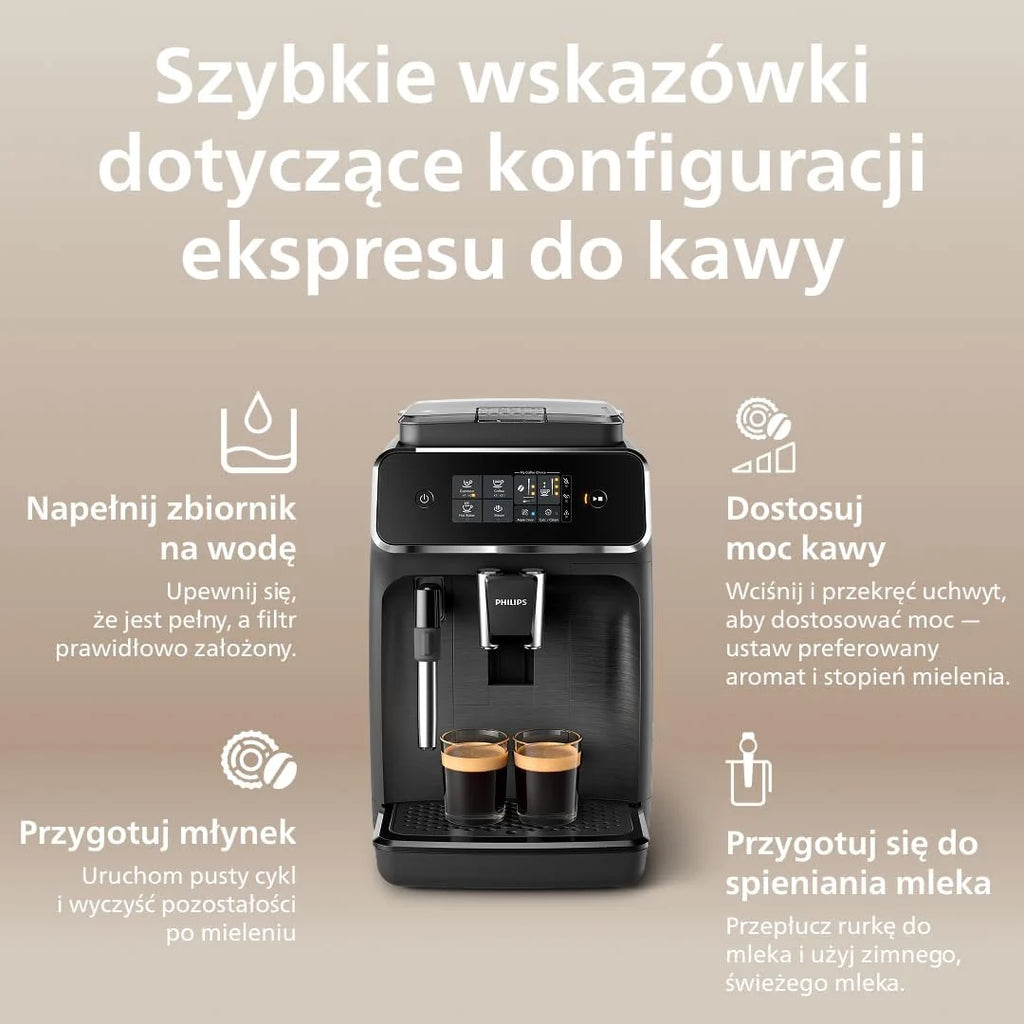 Philips Automatyczny Ekspres do Kawy 2200, Ceramiczny Młynek, Matowa Czerń