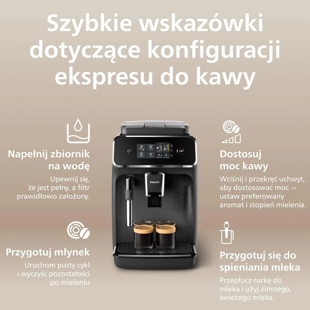Philips Automatyczny Ekspres do Kawy 2200, Ceramiczny Młynek, Matowa Czerń