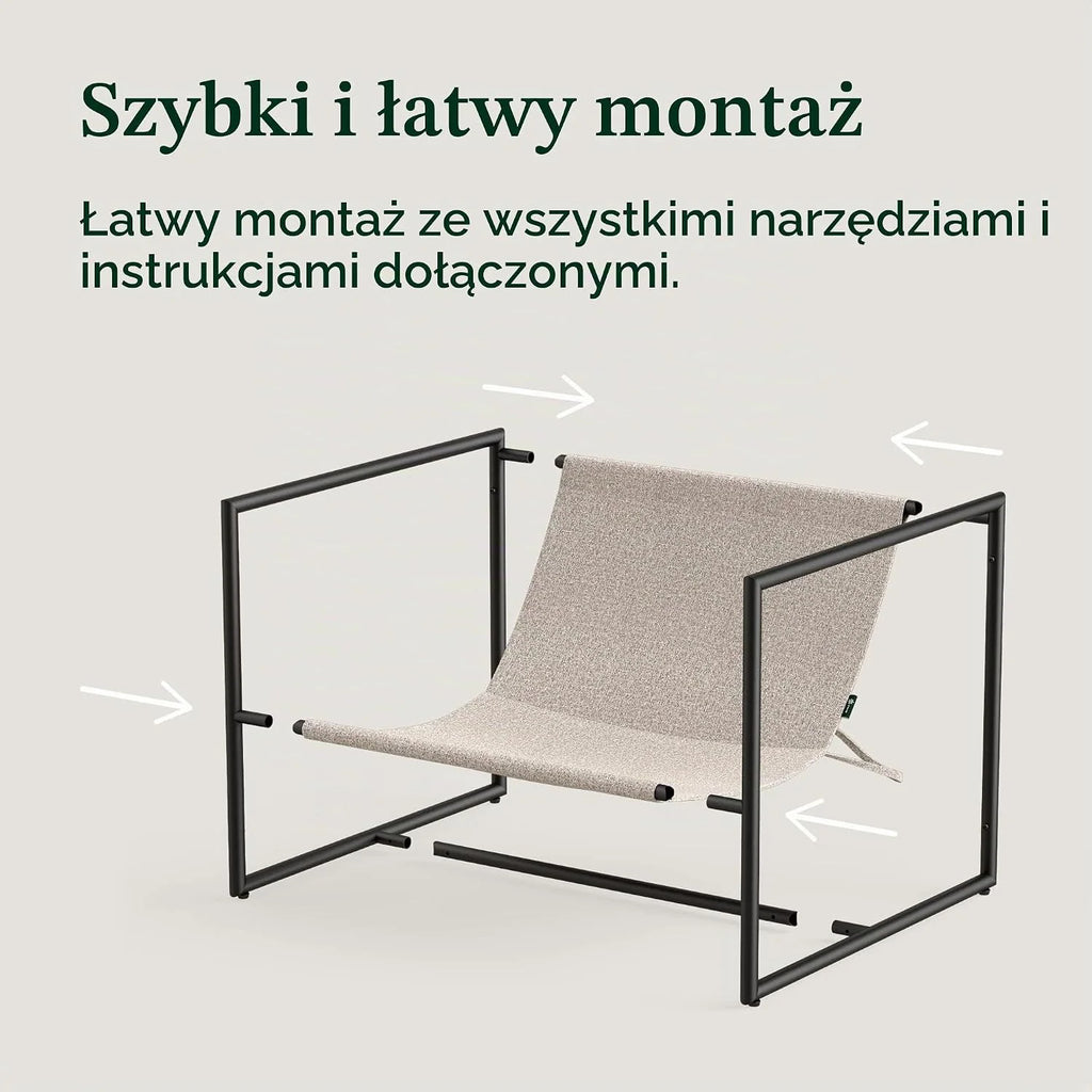 Zinus Aidan Fotel, Poliester Stal Nierdzewna, Oatmeal, 82 × 78 × 89.3