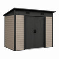 Caseta de jardín de PVC de 2x3 m con techo plano, negro/marrón
