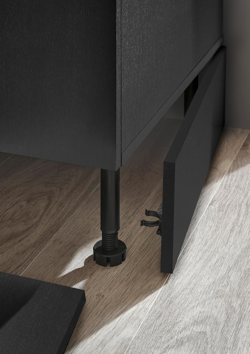 Cocina en L Turin 220 x 211 x 60 cm, negro - Sin electrodomésticos - Cocina moderna y espaciosa con aspecto de roble artesano y gran capacidad de almacenamiento