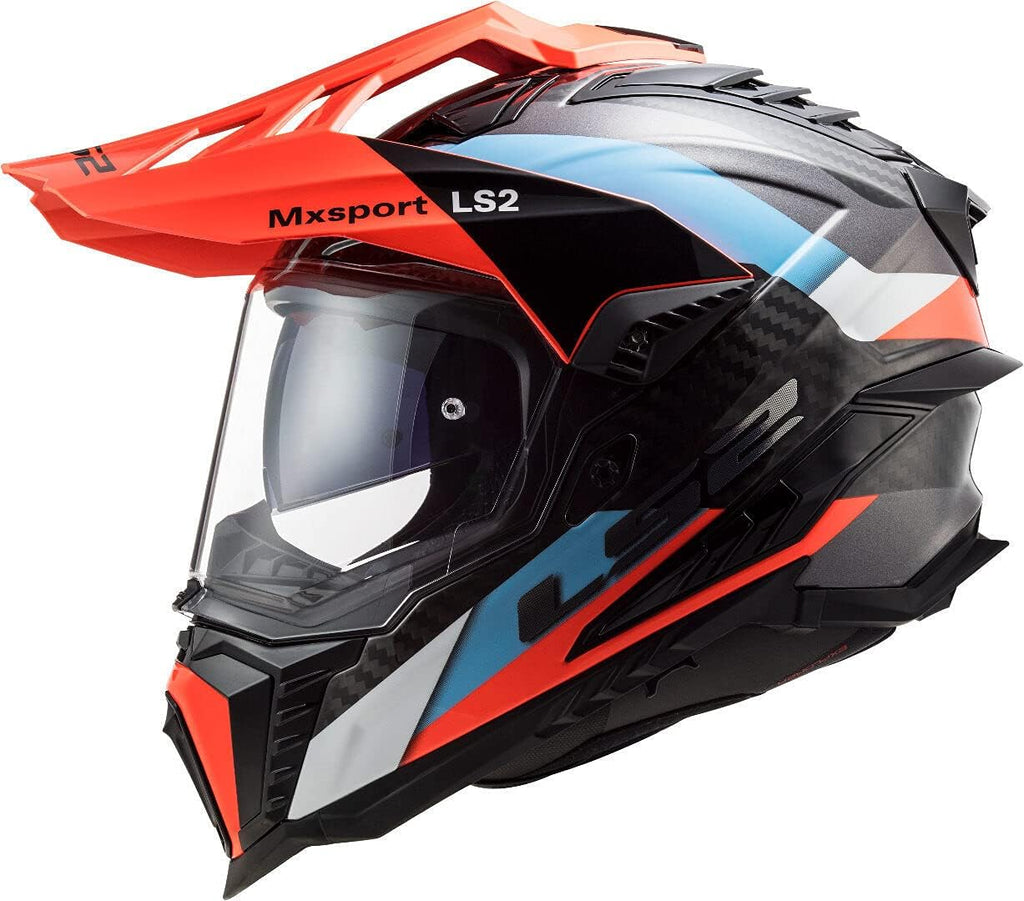 Casco de motocross LS2 MX701 Explorer C Frontier Carbon Azul/Naranja L (59/60)