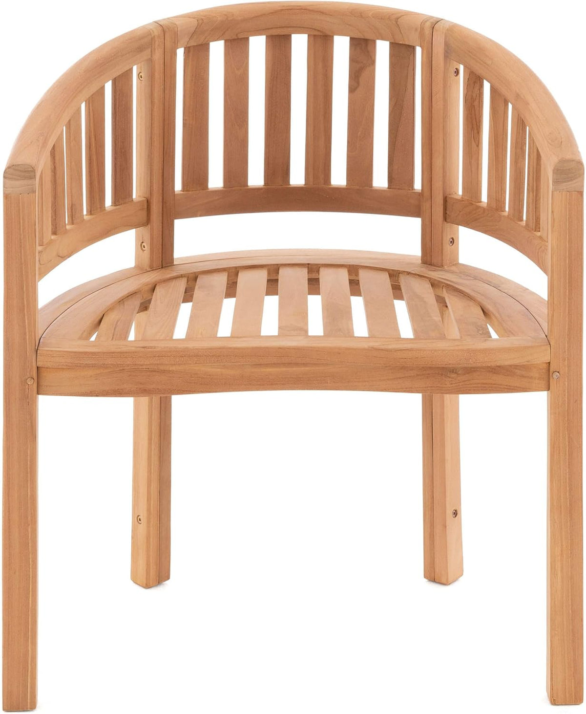 Silla de plátano DIVERO Sarasota curvada de madera de teca, tratada – Hecha totalmente a mano – Color: marrón natural
