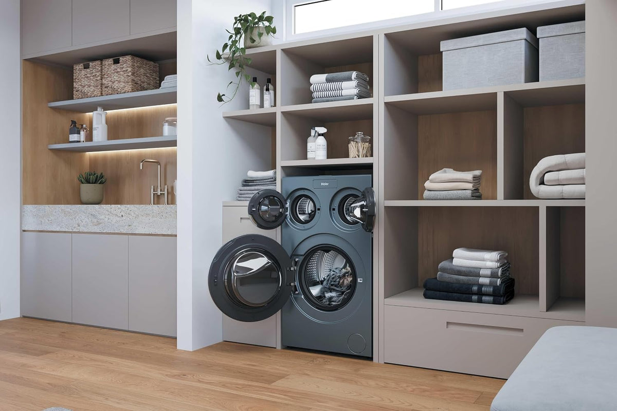 Lavadora Haier MultiWash 10+1+1kg I 3 tambores I Clase energética A, 1.400 rpm, motor inverter, programa automático, higiene UV, dosificación automática, Aquastop I HAMQD 410CBL9GN-84