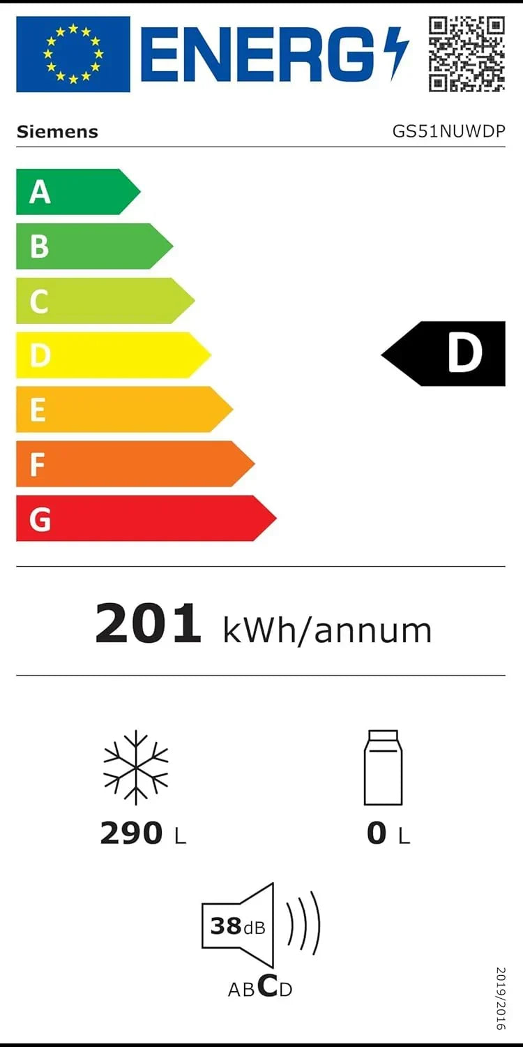 Congelador Siemens GS54NAWCV iQ500, 176 x 70 cm, 327 L, noFrost nunca más volver a descongelar, bigBox espacio para alimentos congelados grandes, varioZone estantes y cajones de cristal flexibles, Blanco