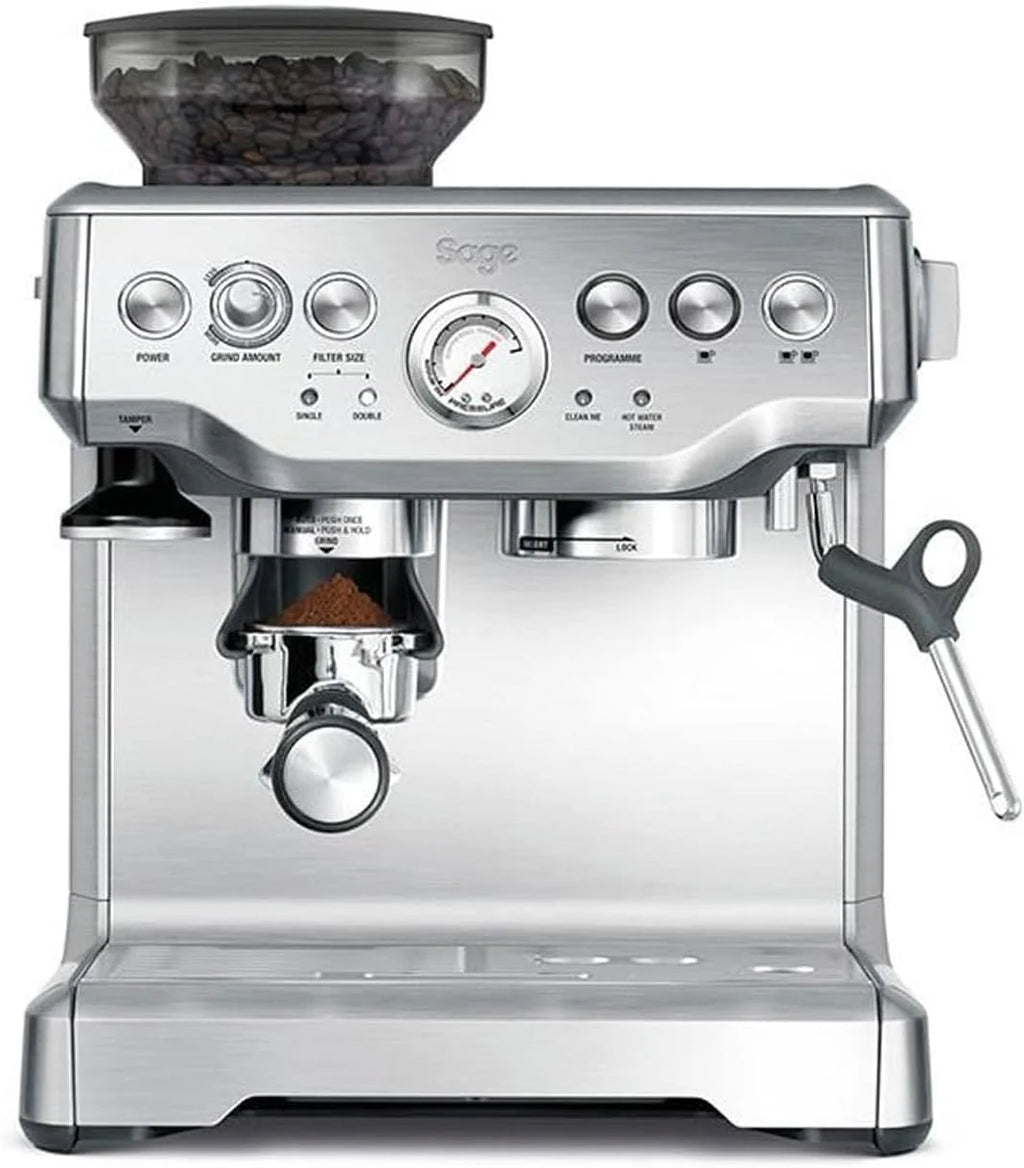 Sage - The Barista Express - Ekspres do kawy z ręcznym spieniaczem mleka - Automatyczne mielenie, indywidualna pianka mleczna - Szczotkowana stal nierdzewna, dzbanek do mleka z regulacją temperatury