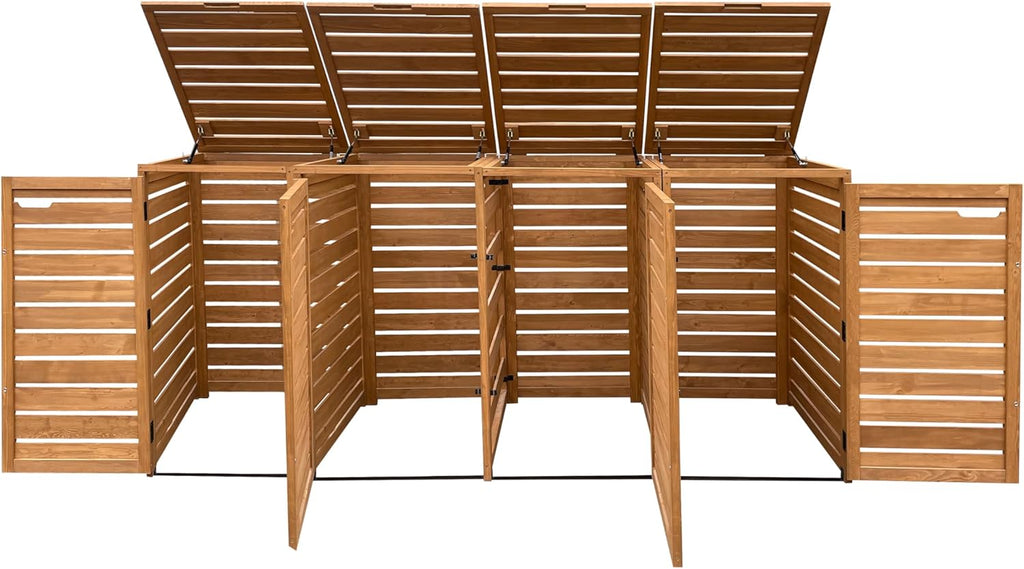 AXI Lex Cubrecontenedor de madera marrón | Cubierta para 4 cubos de basura - 240-960L | Caja para cubos de basura/Caja de almacenamiento