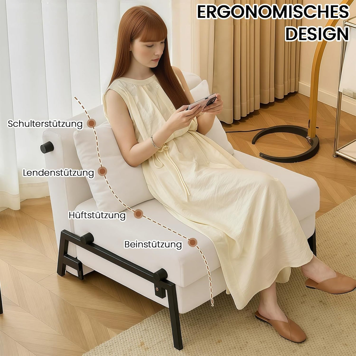 Sillón cama genérico 2 en 1, sofá cama con función de cama, sillón cama convertible con cojín, tela de pana, estructura de metal, sofá de suelo para salón y dormitorio