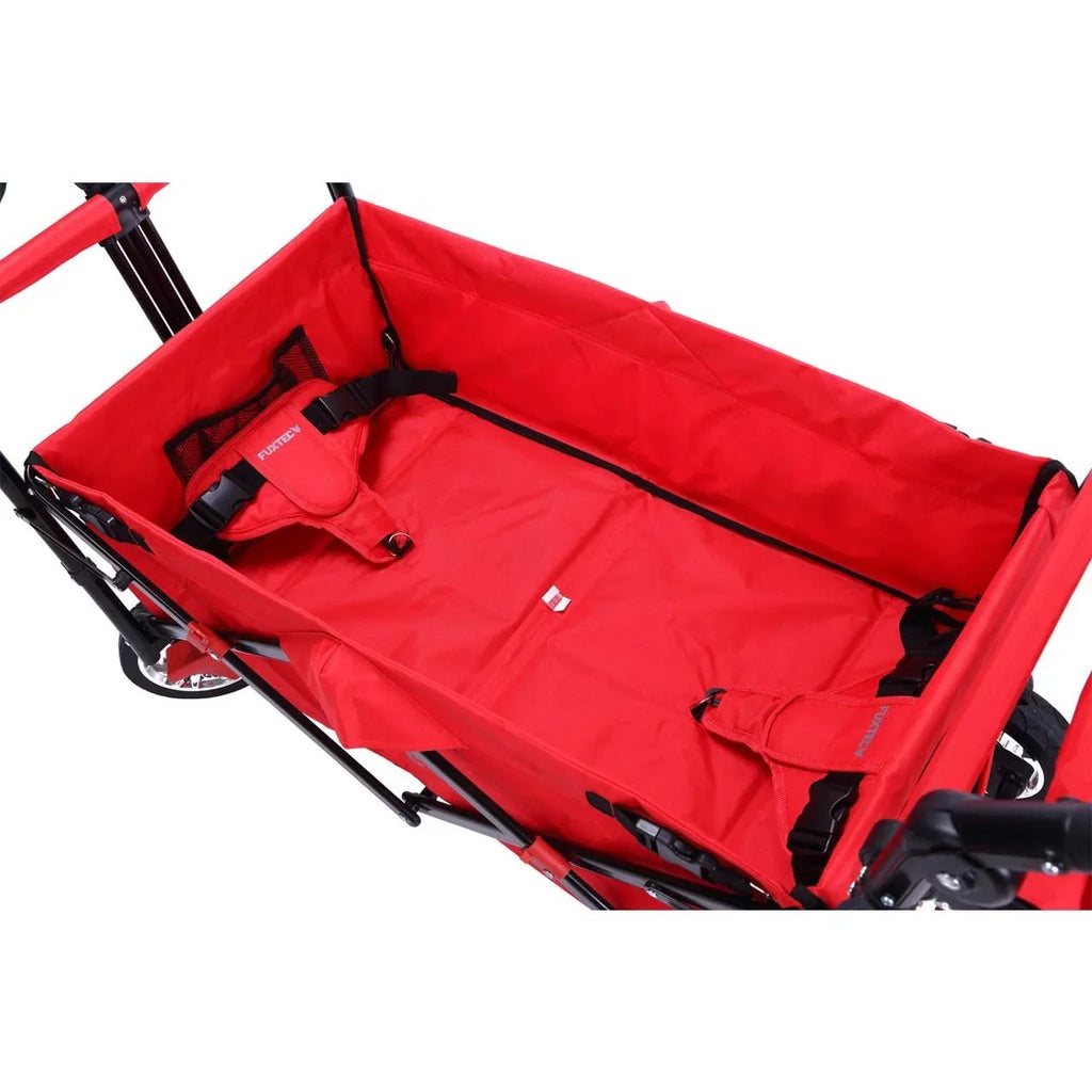 Carrito plegable FUXTEC FX-CT700, carro plegable gris para el transporte de niños, ciudad, campo, playa o montaña - con capota anti-UV, asa de empuje, freno de mano delantero y trasero, el original