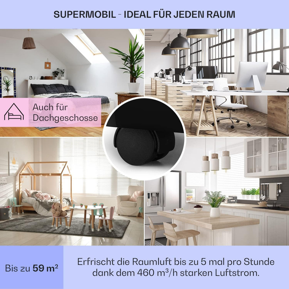 KLARSTEIN Grandbreeze Pro 14K – Aire acondicionado portátil, deshumidificador, ventilador, 3 velocidades, 14000 BTU/1,65 kW, habitación: 42 a 68 m², flujo: 460 m³/h, eficiencia energética A – Blanco