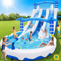 Castillo hinchable XXL con 2 toboganes de agua para uso comercial, adultos y niños, hinchable para interior y exterior con soplador, piscina, tobogán, canasta, sistema de aspersores y pared de escalada, 630x290x285 cm