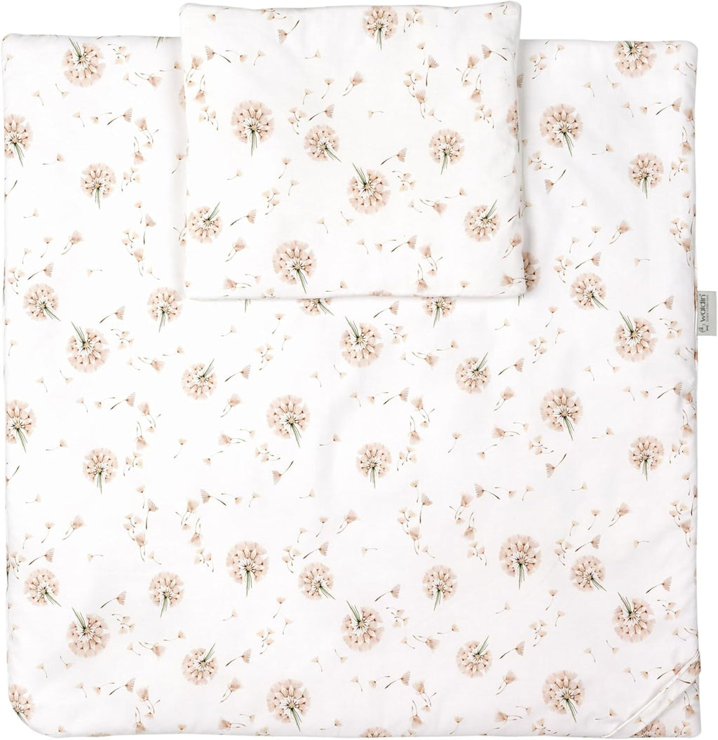 Cuna ovalada evolutiva Waldin, set completo 7 en 1, cuna de barrotes, cama infantil con colchón, cambiador, cuna colecho, madera blanca