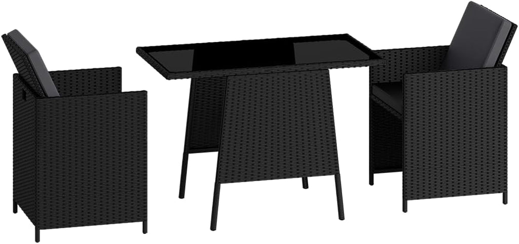 STEELSØN Xenara Conjunto de comedor de 3 piezas, 2 personas, negro/antracita, ratán