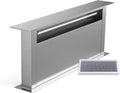 Klarstein Royal Flush Eco 75 Downdraft Okap kuchenny - Klasa energetyczna A++, Przepływ 604 m³/h, Panel dotykowy, Światło LED, Stal nierdzewna, Do wysp i kuchni, Cichy 52 dB