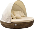 Isla de descanso Strandkorbwerk Pacific Cubu Cream Grey - Mecanismo giratorio de 360° - Salón de jardín - Muebles de jardín - Tumbona - Isla solar