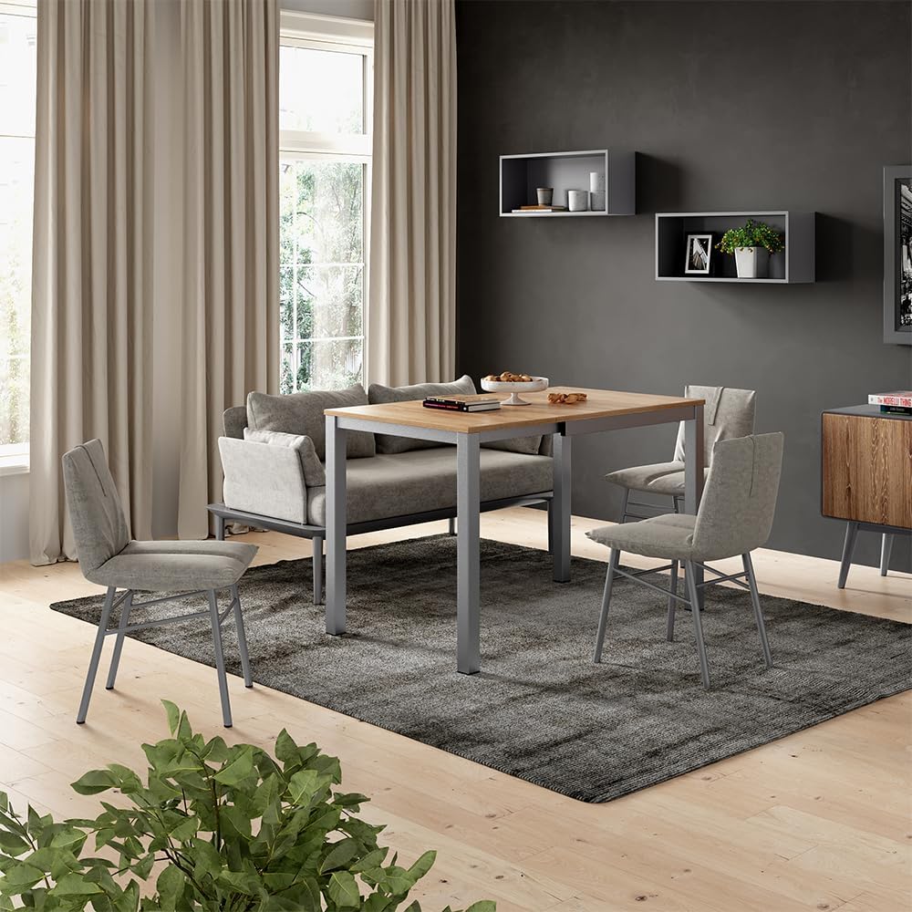 Mesa de comedor Vicco Granny, roble/gris, 120 x 70 cm extensible, con función de extensión para longitudes de mesa variables