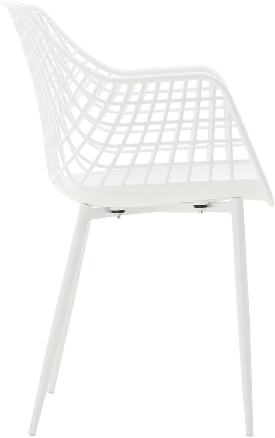 IDIMEX Sillas de jardín Lucia en set de 4, blanco - Silla de diseño de concha con reposabrazos de plástico, diseño retro adecuado para interiores y exteriores, de fácil cuidado y resistente a los rayos UV, sillas de comedor para 4 personas