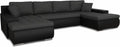 Sofnet conjunto de sofá en forma de U Faris con función de dormir - sofá, sofá cama con arcón, conjunto de sofá con función cama, sofá grande, sofá cama (negro + grafito (Madryt 1100 + Inari 94))