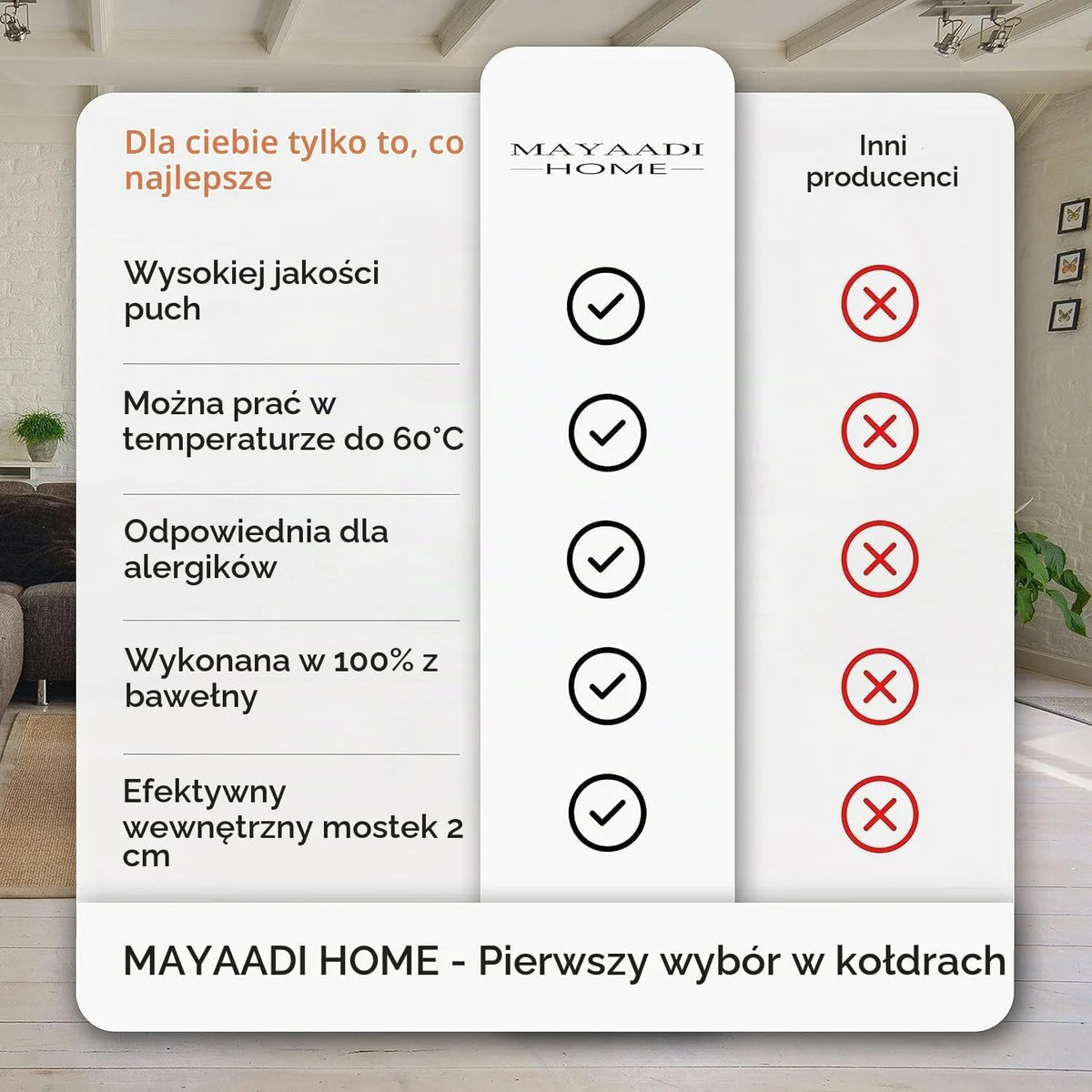 Mayaadi Zimowa kołdra puchowa, bardzo ciepła 200 x 220 cm, 2500 g, 70% puch, 30% pierze, 100% naturalna bawełna, wyprodukowana w Europie, pikowana kołdra dla alergików – MA49