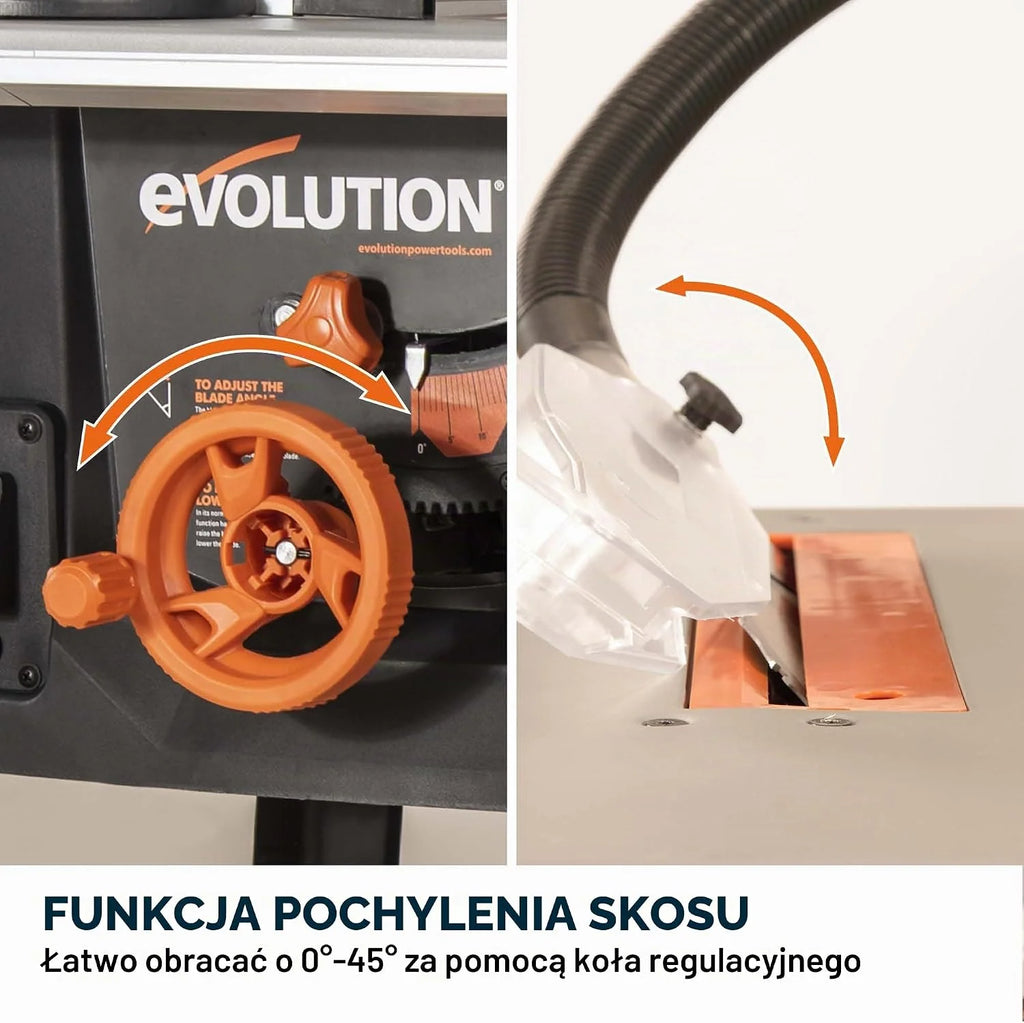 Evolution Power Tools, piła stołowa R255MTS, wielomateriałowa, wszechstronna i przenośna, tnie drewno, metal, plastik i wiele innych materiałów, piła warsztatowa, tarcza TCT 255 mm