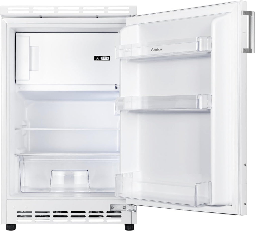 Frigorífico integrable bajo encimera Amica, panelable para nicho de 81,5 cm, control electrónico, compresor inverter, iluminación LED, alarma de puerta abierta, 82 litros