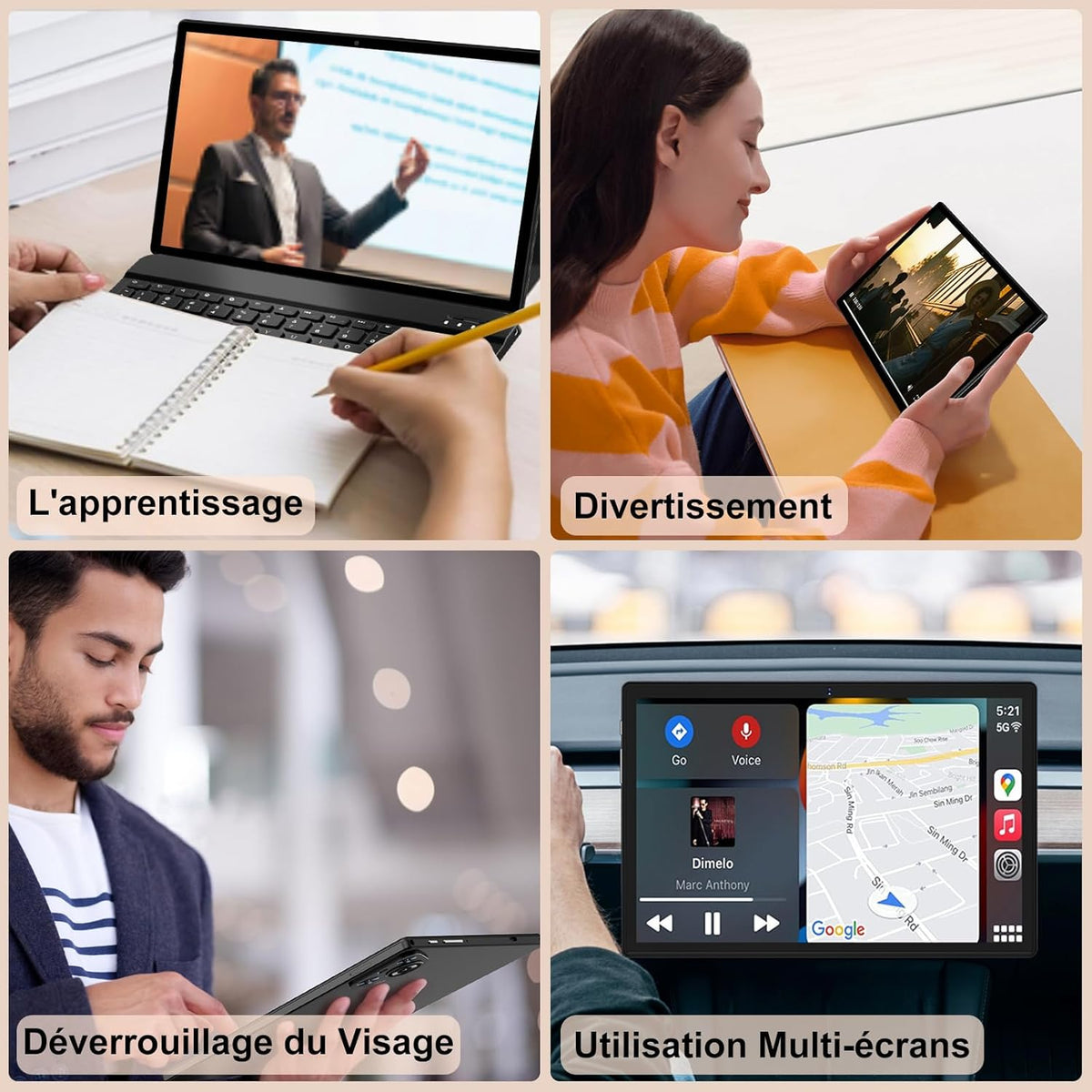 Tableta Android 2025, 22(6+16) GB RAM+128GB ROM/TF 2TB, 8 núcleos, 8000mAh, GPS, Face ID, Widevine L1, BT5.0, 8MP+5MP, WLAN 6, control parental, tableta con ratón-Negro