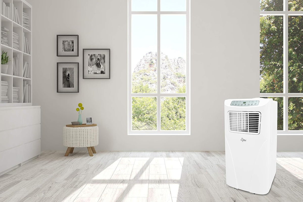 SUNTEC Aire acondicionado portátil Impuls 2.6 Eco R290 – Aire acondicionado móvil y silencioso con tubo de escape – Enfriador y deshumidificador para habitaciones de hasta 34 m² – Refrigeración móvil para hogar y oficina – 9.000 BTU | 2600 vatios
