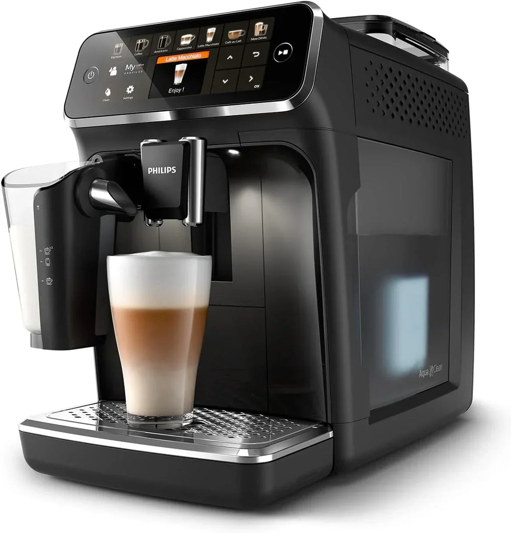 Cafetera superautomática Philips Serie 5400 – Sistema de leche LatteGo, 12 especialidades de café, pantalla intuitiva, 4 perfiles de usuario, cromo (EP5447/90)