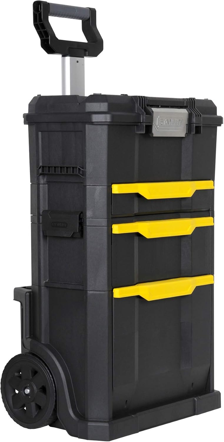 STANLEY Stst1-70344 Caja de herramientas modular 2 en 1 - 77,8 x 48,8 x 34,7 cm - Caja de herramientas desmontable - Estructura de polipropileno - Mango telescópico - Clips laterales - Sin herramientas