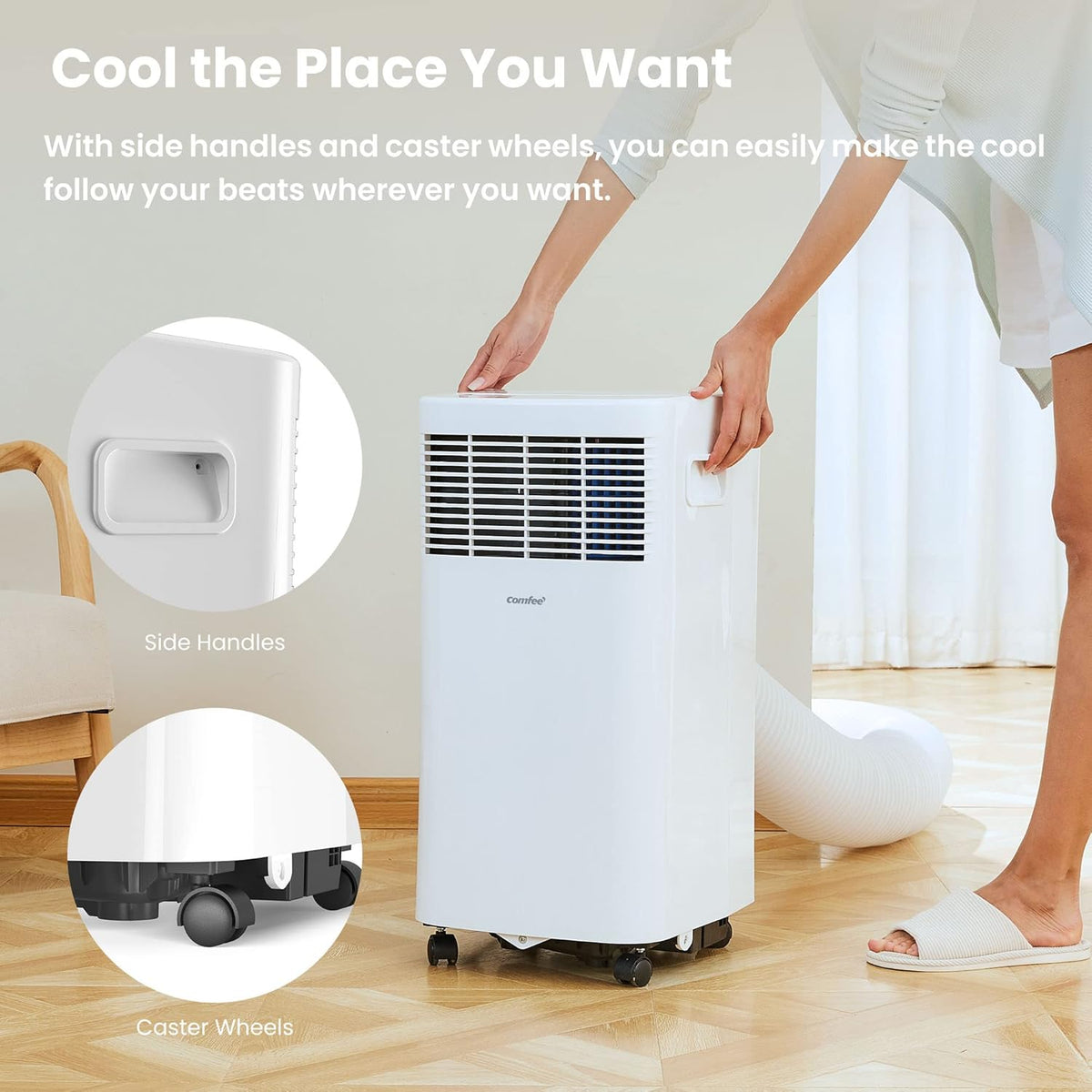 Aire acondicionado portátil Comfee MPPH-09CRN7, 9000 BTU 2,6kW, refrigeración, ventilación y deshumidificación, para habitaciones de hasta 88m³ (33㎡), aire acondicionado portátil con tubo de escape