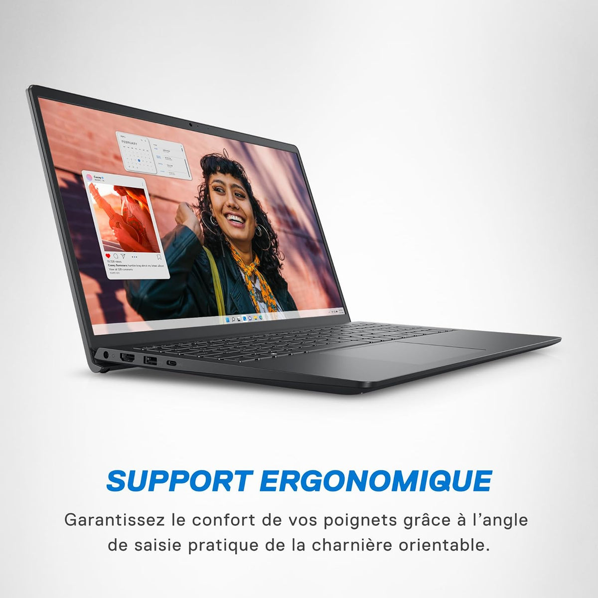 Dell Inspiron 15 (3530) - Pantalla FHD de 15,6" a 120 Hz, Intel Core i3-1305U, 8 GB de RAM, SSD de 256 GB, Intel UHD Graphics, Windows 11 Home, teclado AZERTY - Negro carbón