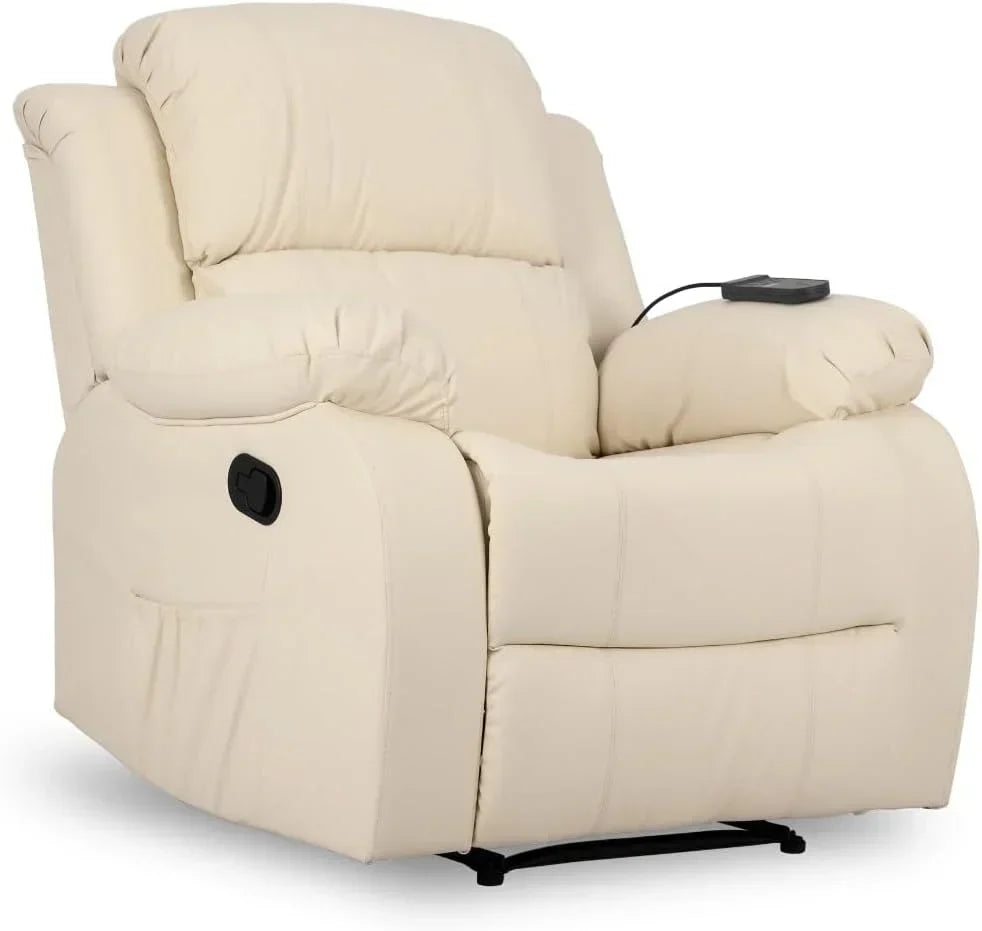 Don Descanso - Sillón Relax Masaje Calor Trevi Negro Reclinable 160º con 8 Motores Silenciosos, Calor Lumbar, Sistema de Masaje de 4 Zonas y Acabado en PU Anti-Cuarteo [Incluye Mando]. Ideal para Personas Mayores