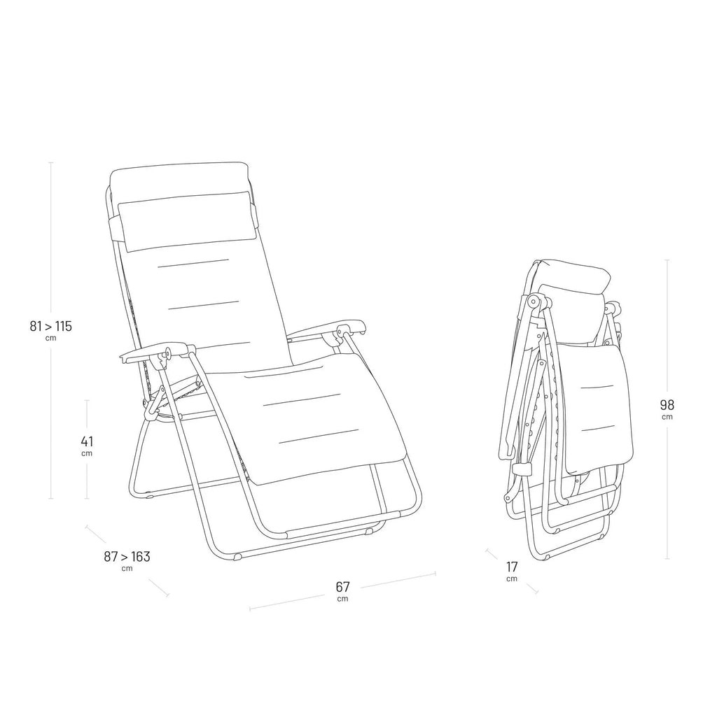 Lafuma MOBILIER Tumbona Relax RSX Clip AirComfort gravedad cero plegable negro 163 x 67 x 115 cm