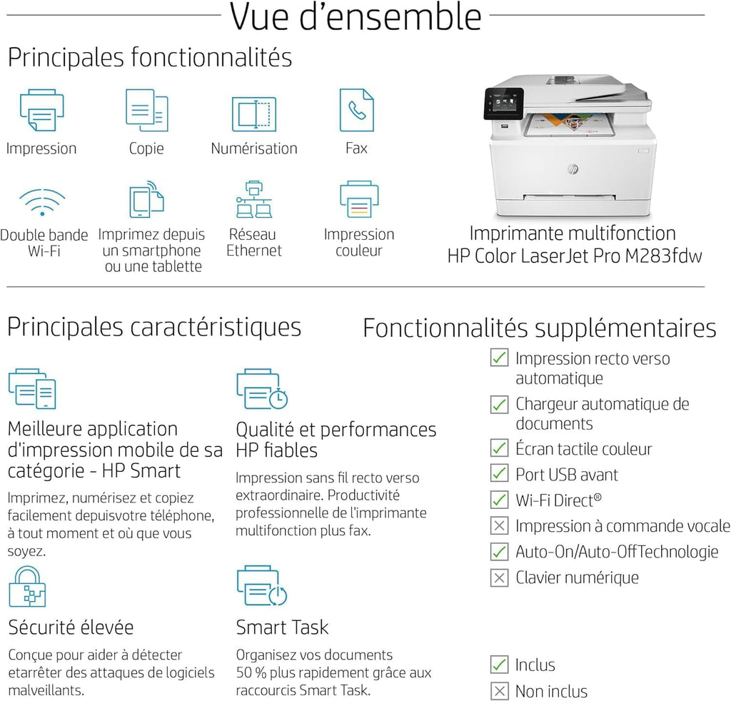 Impresora multifunción láser a color HP Color LaserJet Pro MFP 3302fdwg, fax, impresión automática a doble cara, pantalla táctil, Wi-Fi, Ethernet, USB, HP Wolf Pro Security