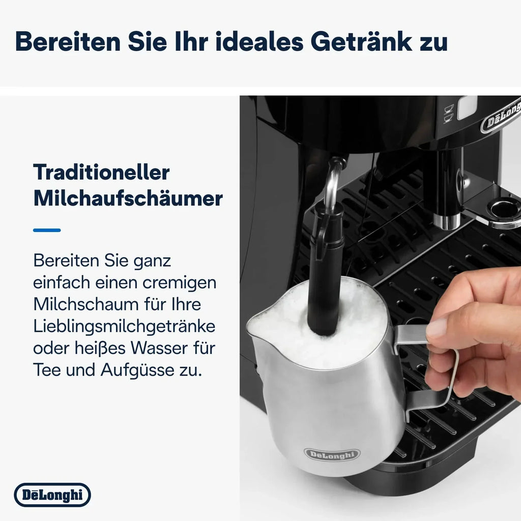 Cafetera superautomática De'Longhi Magnifica S con espumador de leche, espresso y capuchino, panel de control, negro ECAM11.112.B