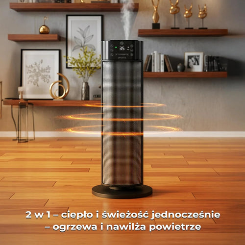 2w1 termowentylator z nawilżaczem 2000W Mistiq WiFi, oscylacja 80°, tryb ECO, timer 24h, energooszczędna elektryczna nagrzewnica PTC do pomieszczeń