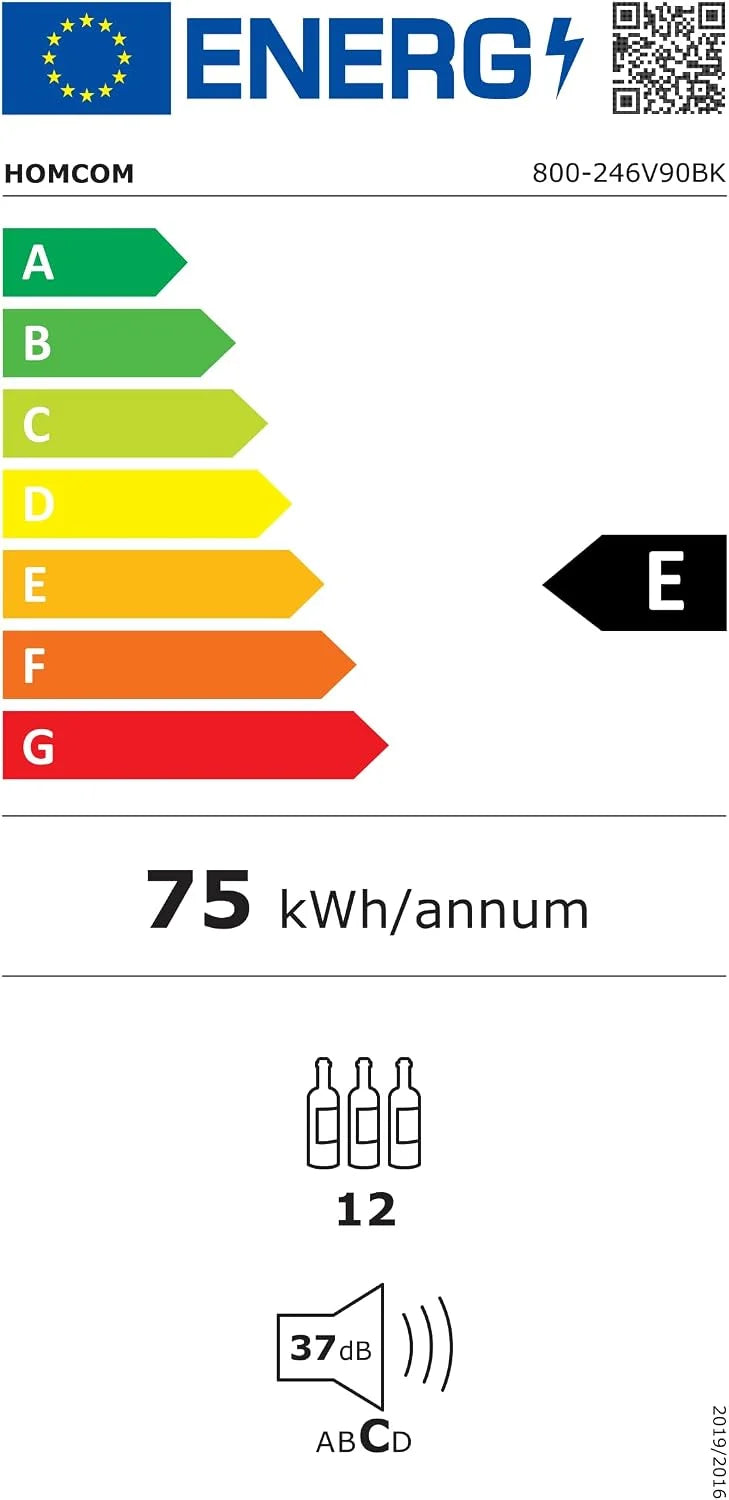 HOMCOM Lodówka na wino kompresorowa 12 butelek 30L 8-18°C Czarny