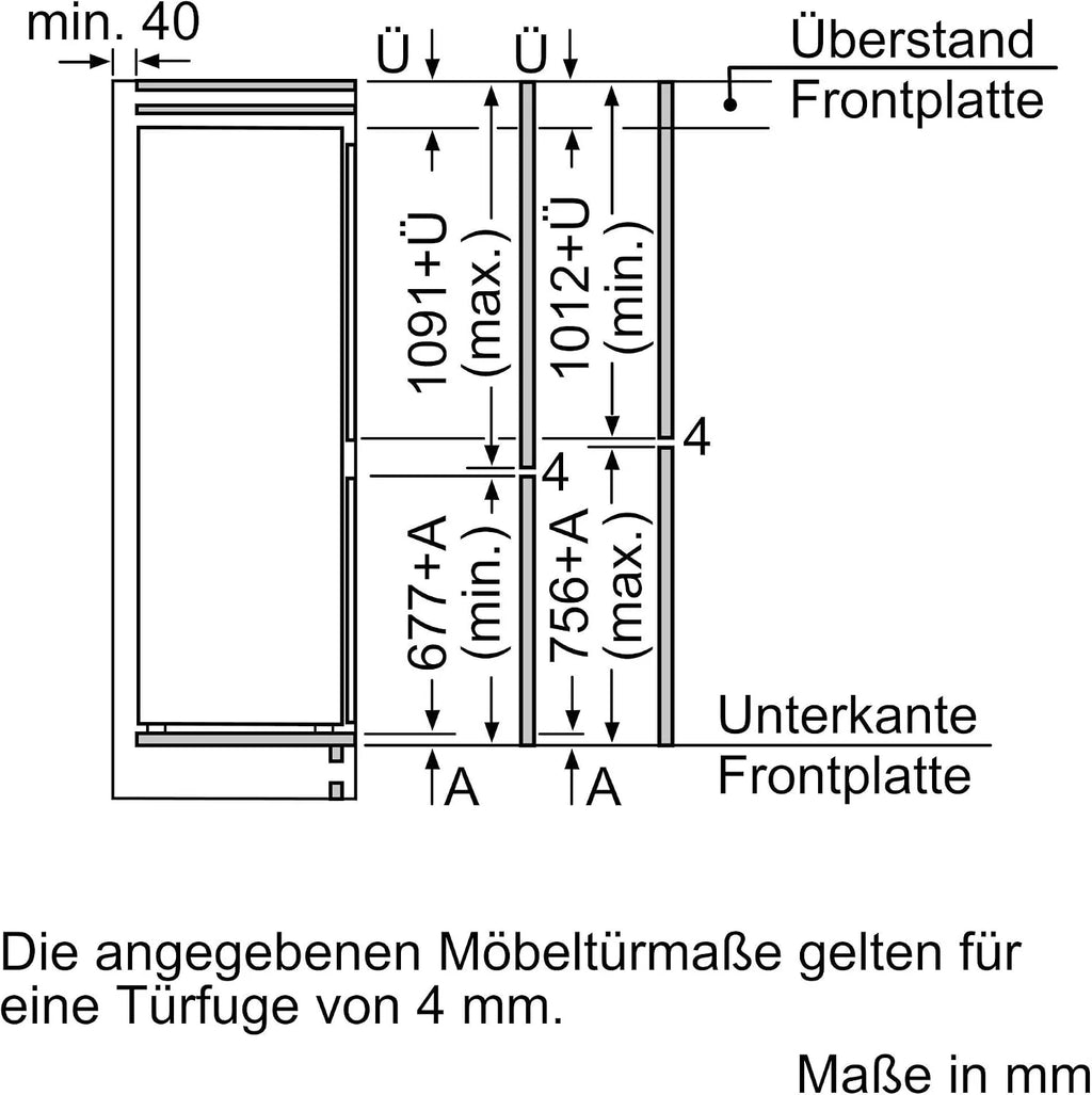 Siemens KI86VVSE0 iQ300 lodówko-zamrażarka do zabudowy/E / 229 kWh/rok / 183 l/hyperFresh system świeżości/lowFrost/oświetlenie wewnętrzne LED/bigbox/drzwi holowane