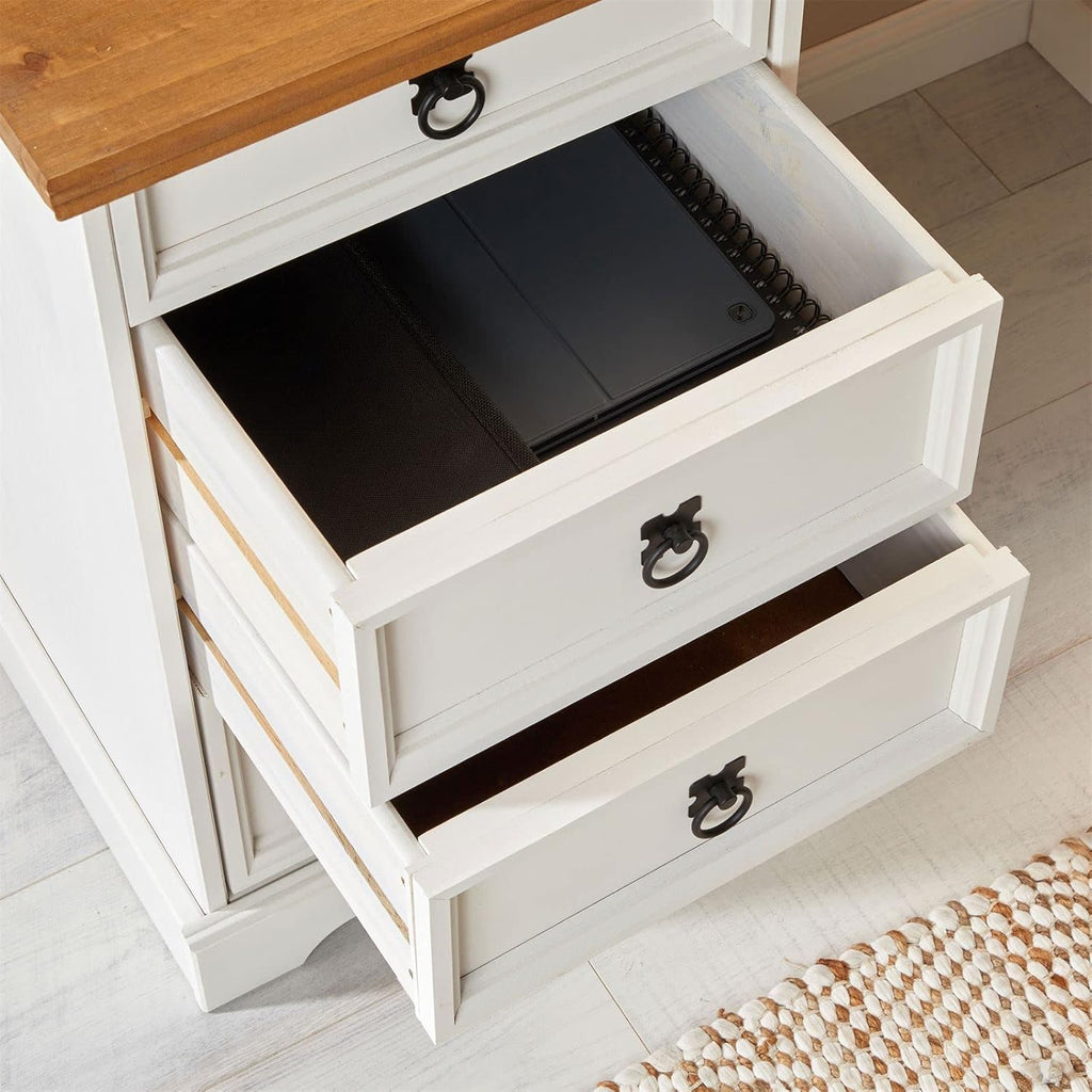 Escritorio Campo de estilo rústico, elegante mesa de madera maciza de pino, mesa de oficina con cajones
