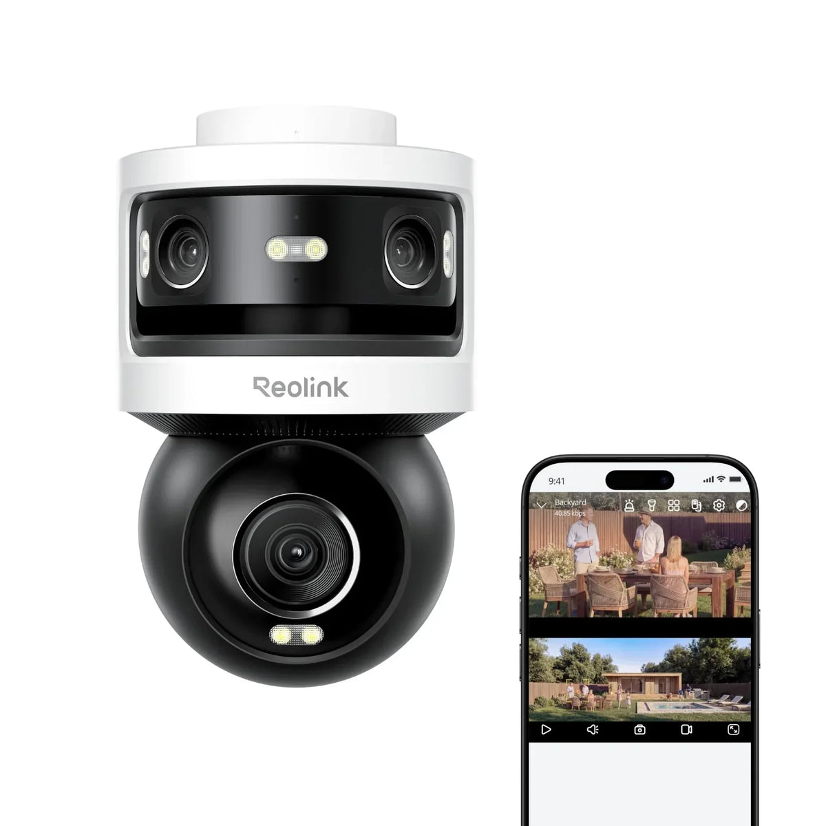 Cámara de seguridad PoE de triple lente para exteriores, panorámica de 180°, 10 MP + 8 MP, PTZ, seguimiento automático, detección por IA, visión nocturna a color e infrarroja, grabación 24/7