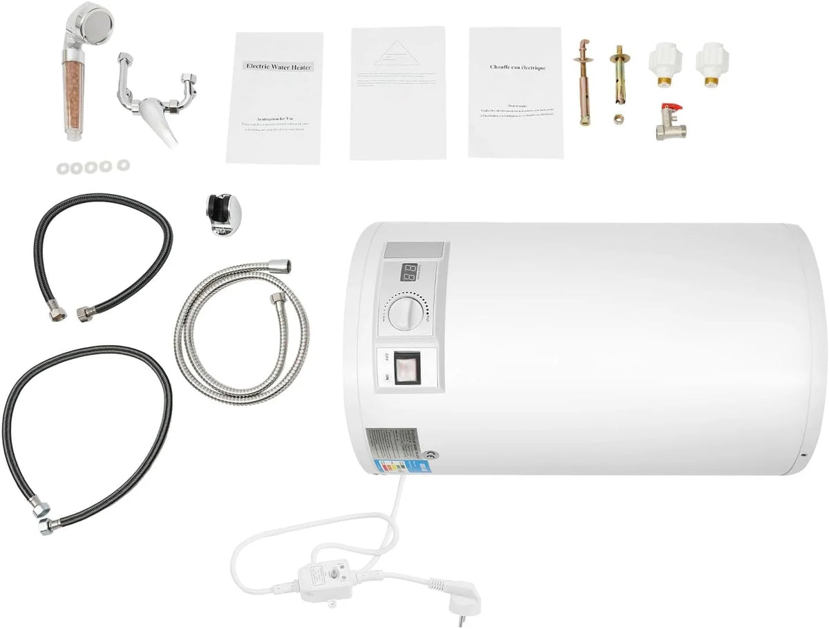 Elektryczny zbiornik ciepłej wody 35 l, 2 kW, 220 V, 0,7 MPa, podgrzewacz wody 25-75 ℃, regulowany podgrzewacz wody IPX4, poziom wodoszczelności z cyfrowym wyświetlaczem LED, słuchawką prysznicową i