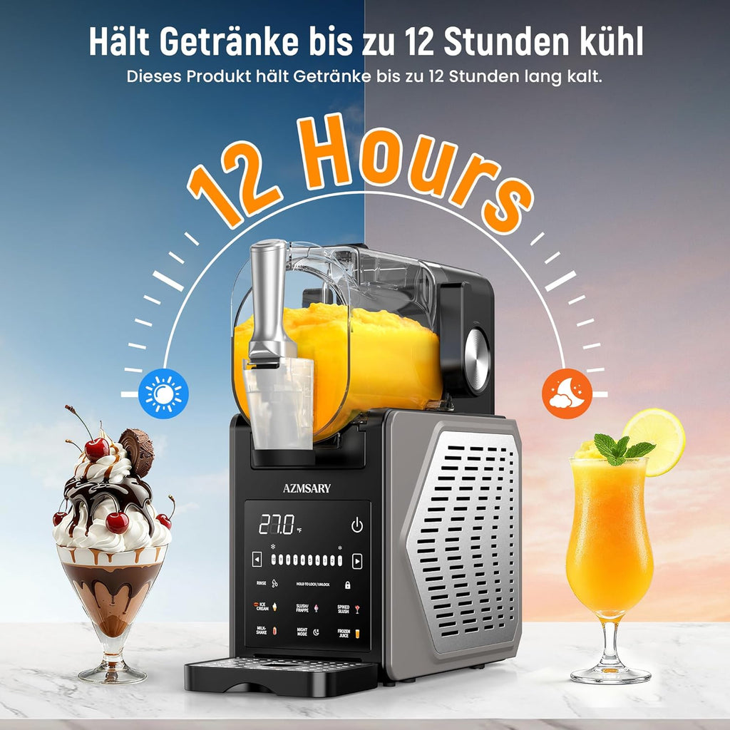 Máquina de granizados: máquina de helados y granizados de 2,5 L para el hogar, con pantalla LED, 6 programas preestablecidos para helados, frappés, batidos y limpieza automática (negro)