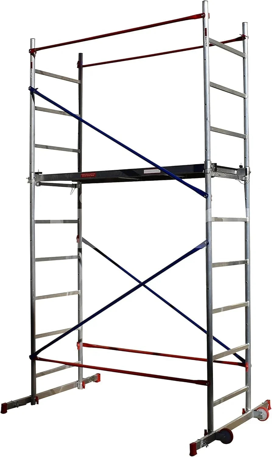 Home Master Torre de andamio para bricolaje, andamio móvil, montaje rápido, plataforma de trabajo de aluminio, 4 metros