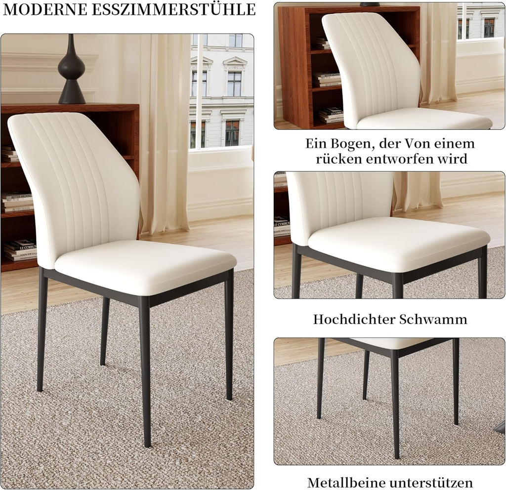 Juego de mesa de comedor JIEXI con 4-8 sillas, comedor con mesa extensible, mesa de comedor de MDF moderna y elegante para la sala de estar (mesa de 160-200 cm color nogal + 6 sillas blancas)